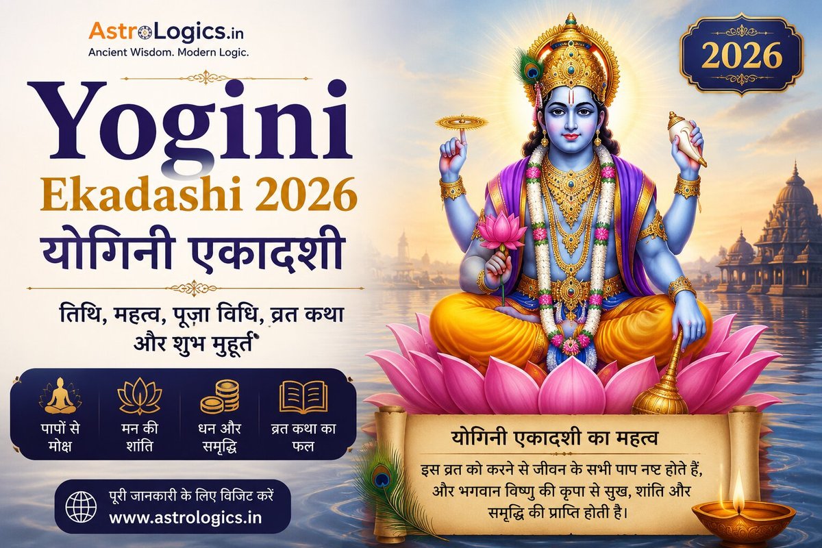 योगिनी एकादशी 2026: तारीख, शुभ मुहूर्त, पारण का समय, व्रत कथा, मंत्र और आरती