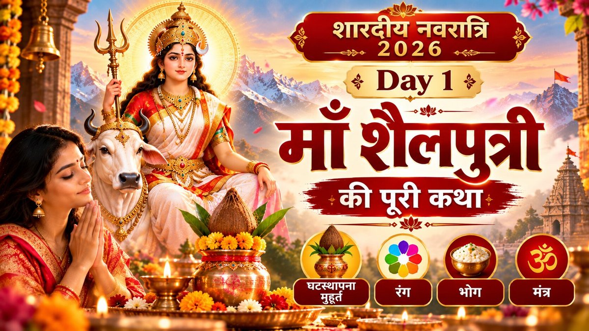 Navratri Day 1 2026: Maa Shailaputri - Ghatasthapana Muhurat, Colour, Mantra and Bhog