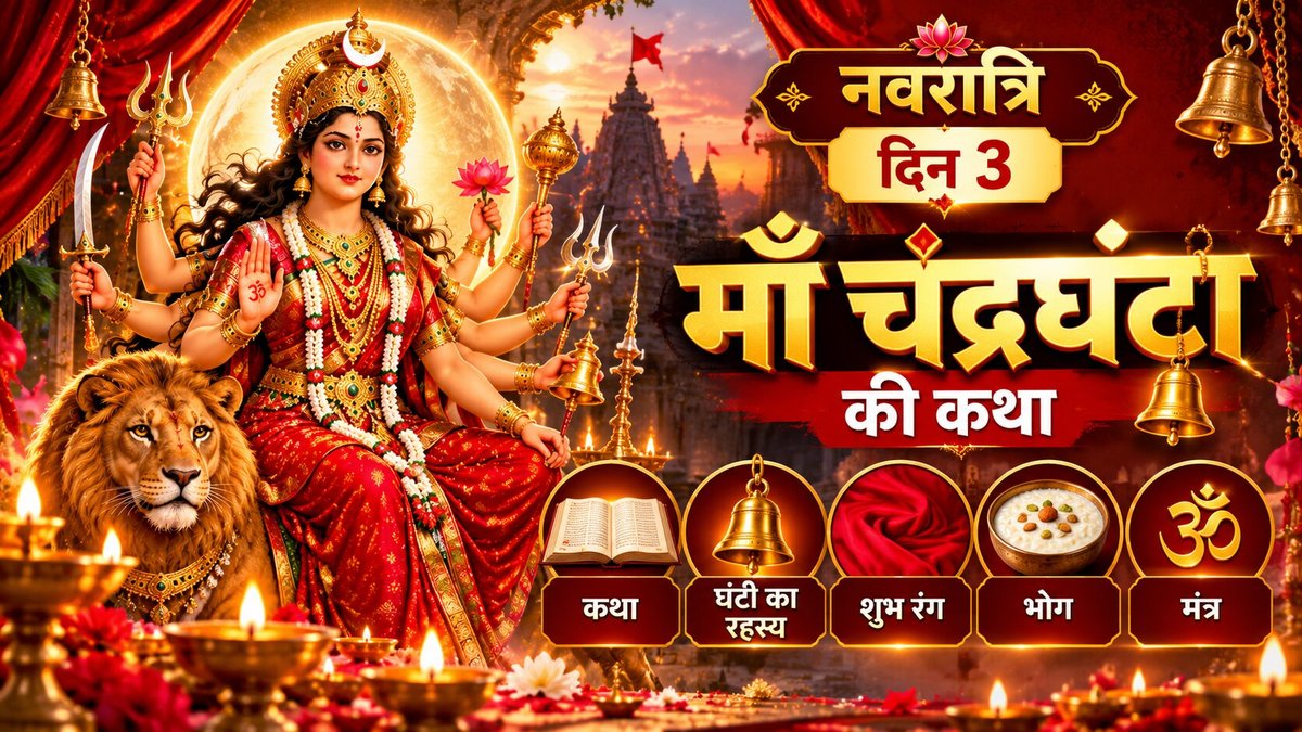 Navratri Day 3 2026: Maa Chandraghanta - Date, Colour, Mantra, Bhog and Puja Vidhi