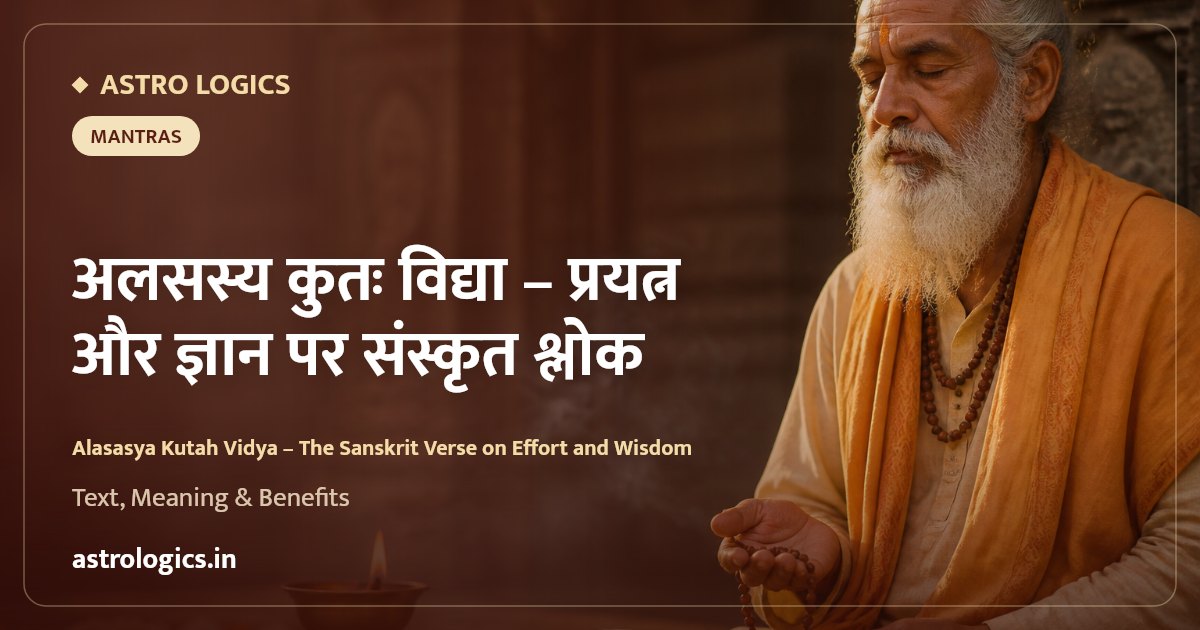 अलसस्य कुतः विद्या: प्रयत्न और ज्ञान पर संस्कृत श्लोक