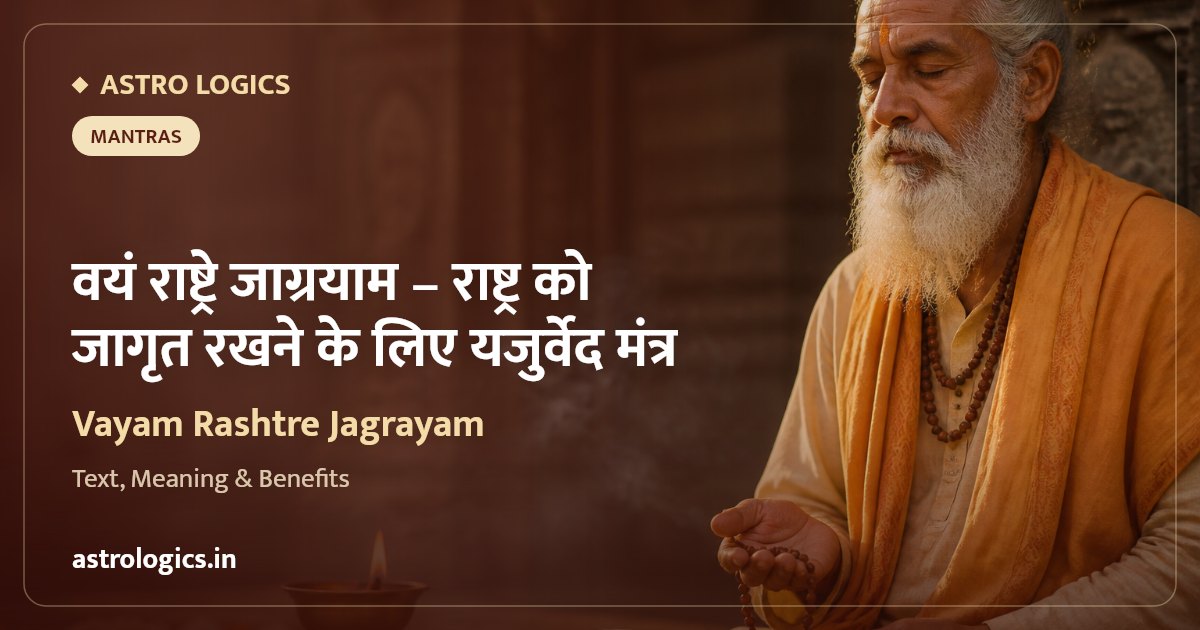 Vayam Rashtre Jagrayam: The Yajurveda Mantra to Keep the Nation Awakened