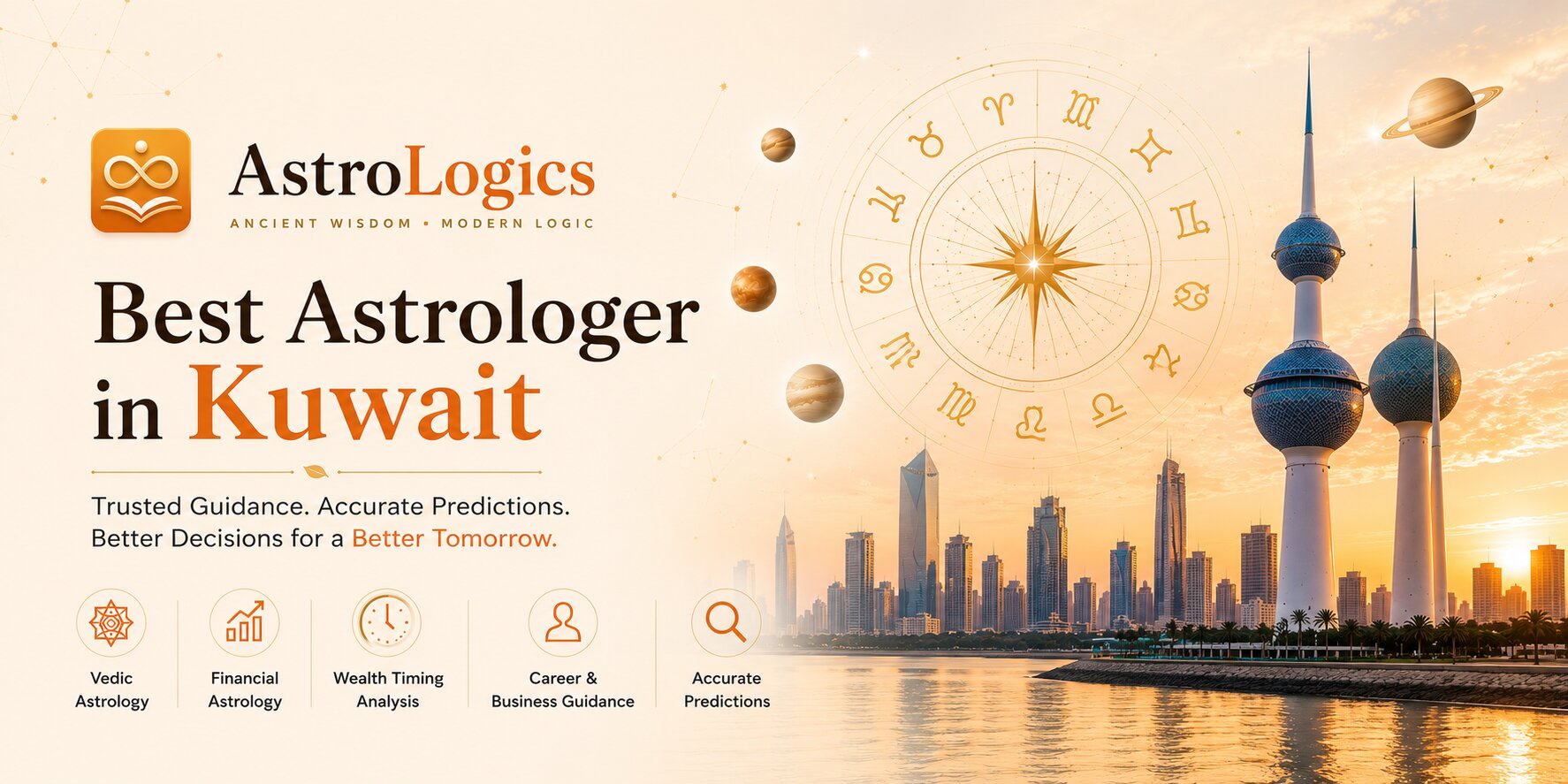 Best Astrologer in Kuwait - Astro Logics: talk to verified Indian Vedic astrologers online from Kuwait for Vedic, financial, wealth-timing, career and business guidance and accurate predictions.