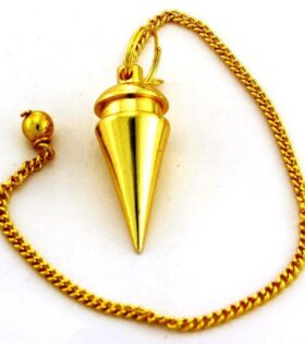 Gold Spiral Cage Pendulum with Pebbels