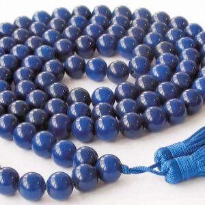 Certified Blue Hakik Mala or Blue Agate Rosery- For Rahu Nivaran & Protectioin from evil