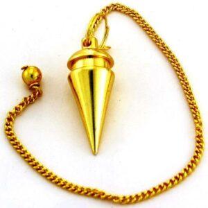 Gold Spiral Cage Pendulum with Pebbels
