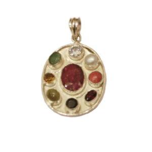 Navratan Oval Pendant (PENP-001)